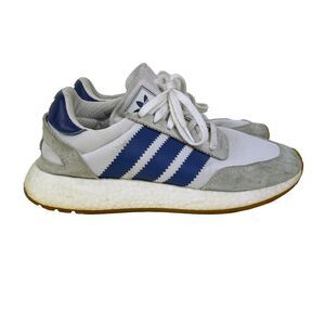 Adidas Iniki Runner Shoes Sneakers Retro White Blue Striped Suede Women's 8.5